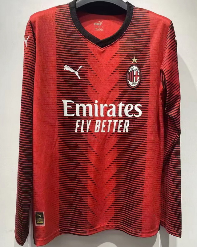 AC Milan 2023/24 Home Long Sleeve Soccer Jersey