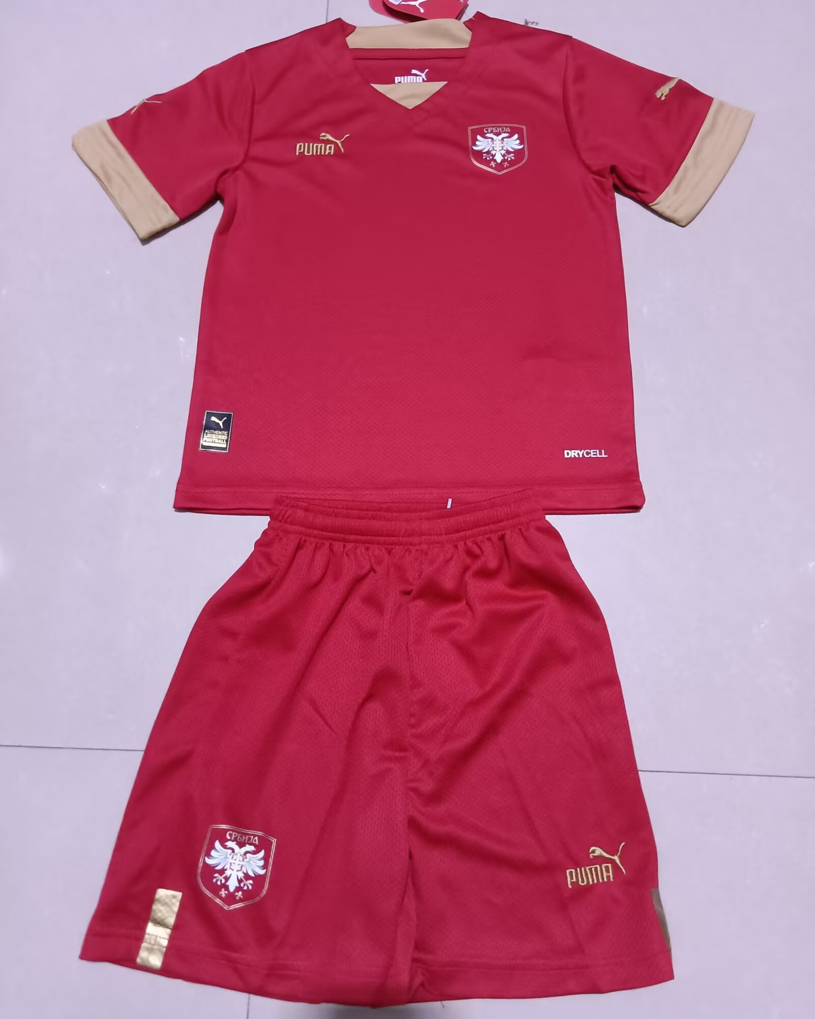 Kid Serbia 2022 World Cup Home Soccer Jersey Kit