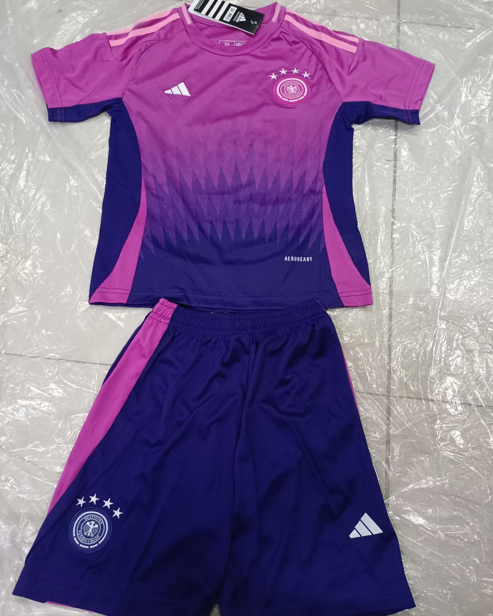 Kid Germany 2024 European Cup Away Pink Soccer Jersey Kit