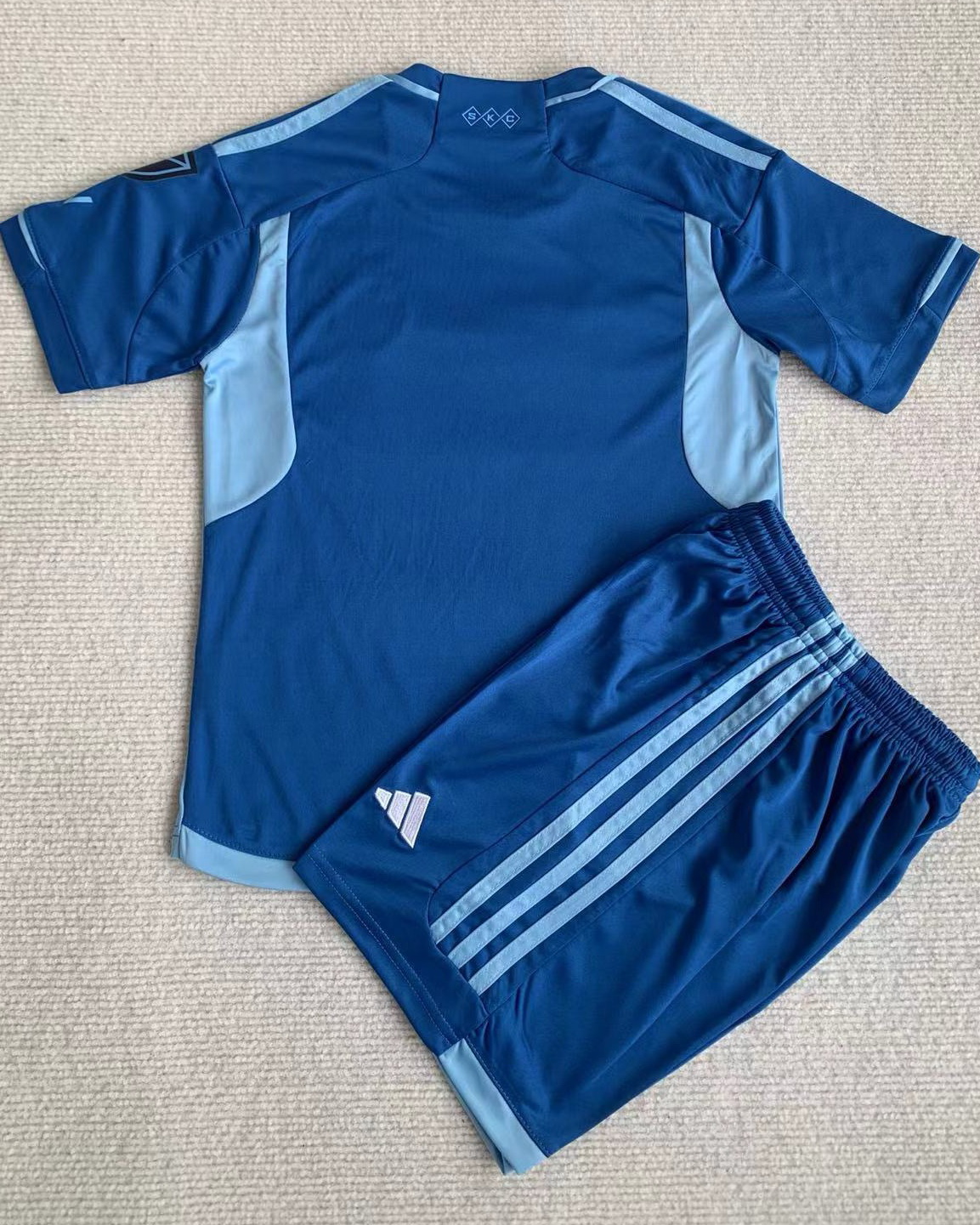 Kid Sporting Kansas City 2024/25 Away Blue Soccer Jersey Kit