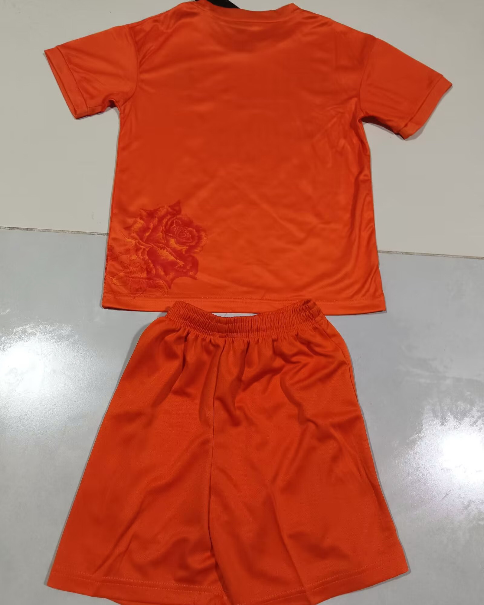 Kid Real Madrid 2024/25 Special Y3 Rose Orange Soccer Jersey Kit