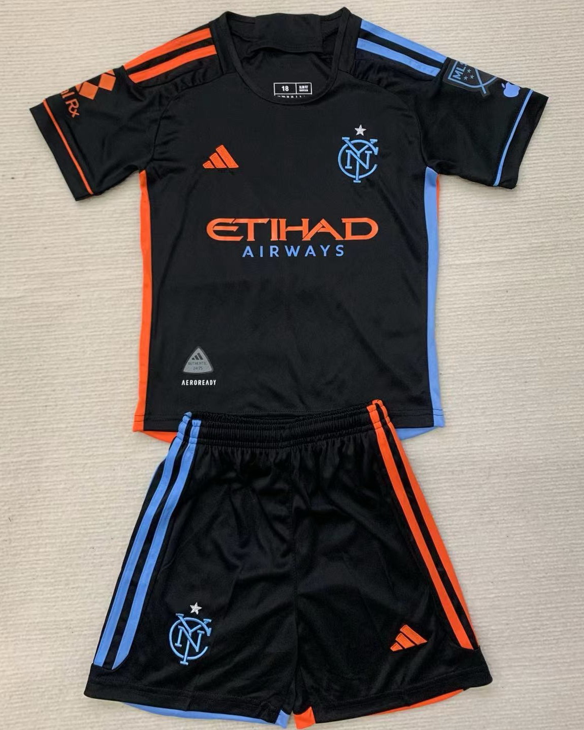 Kid New York City 2024/25 Away Black Soccer Jersey Kit
