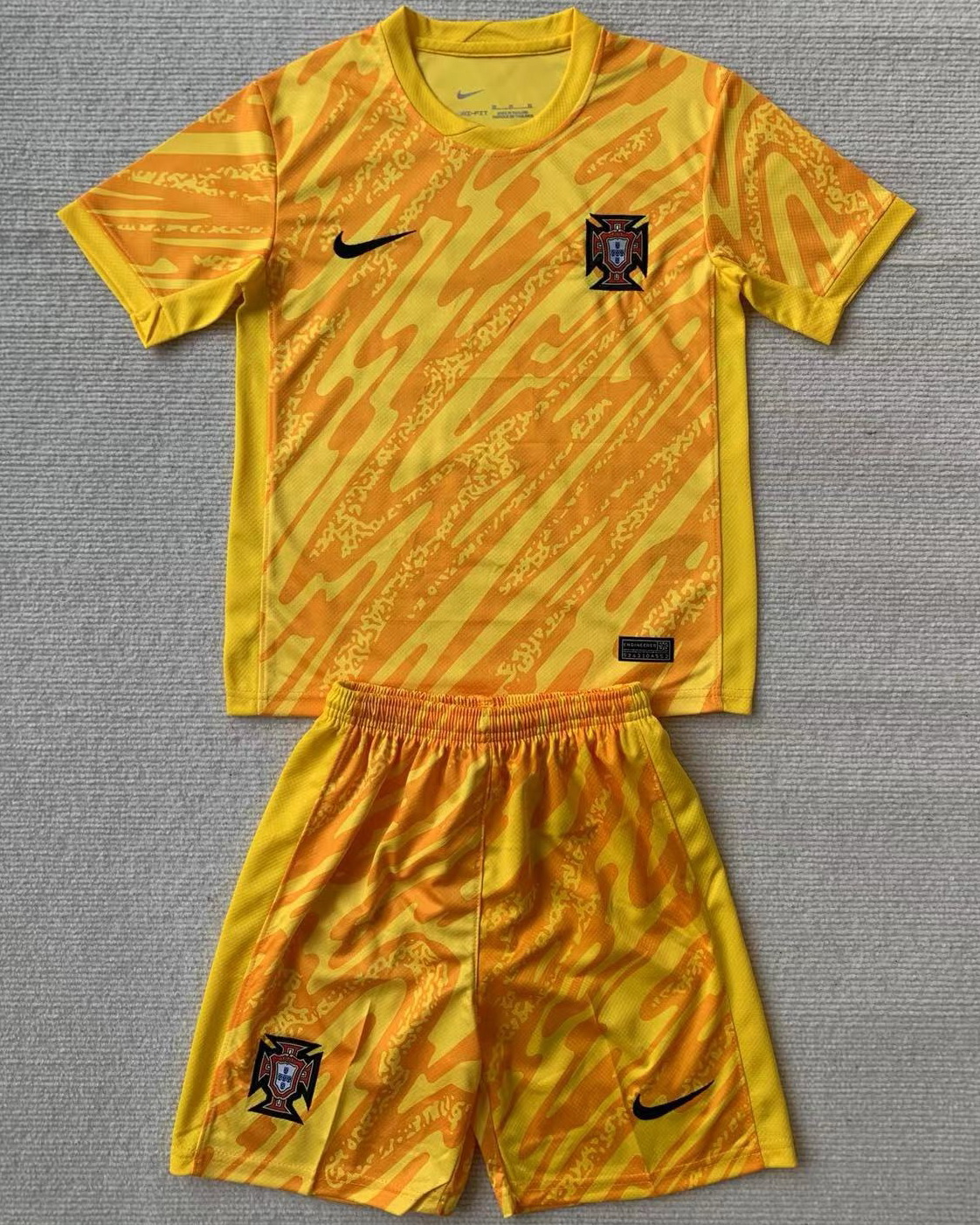 Kid Portugal 2024 European Cup Goalkeeper Yellow Jersey Kit