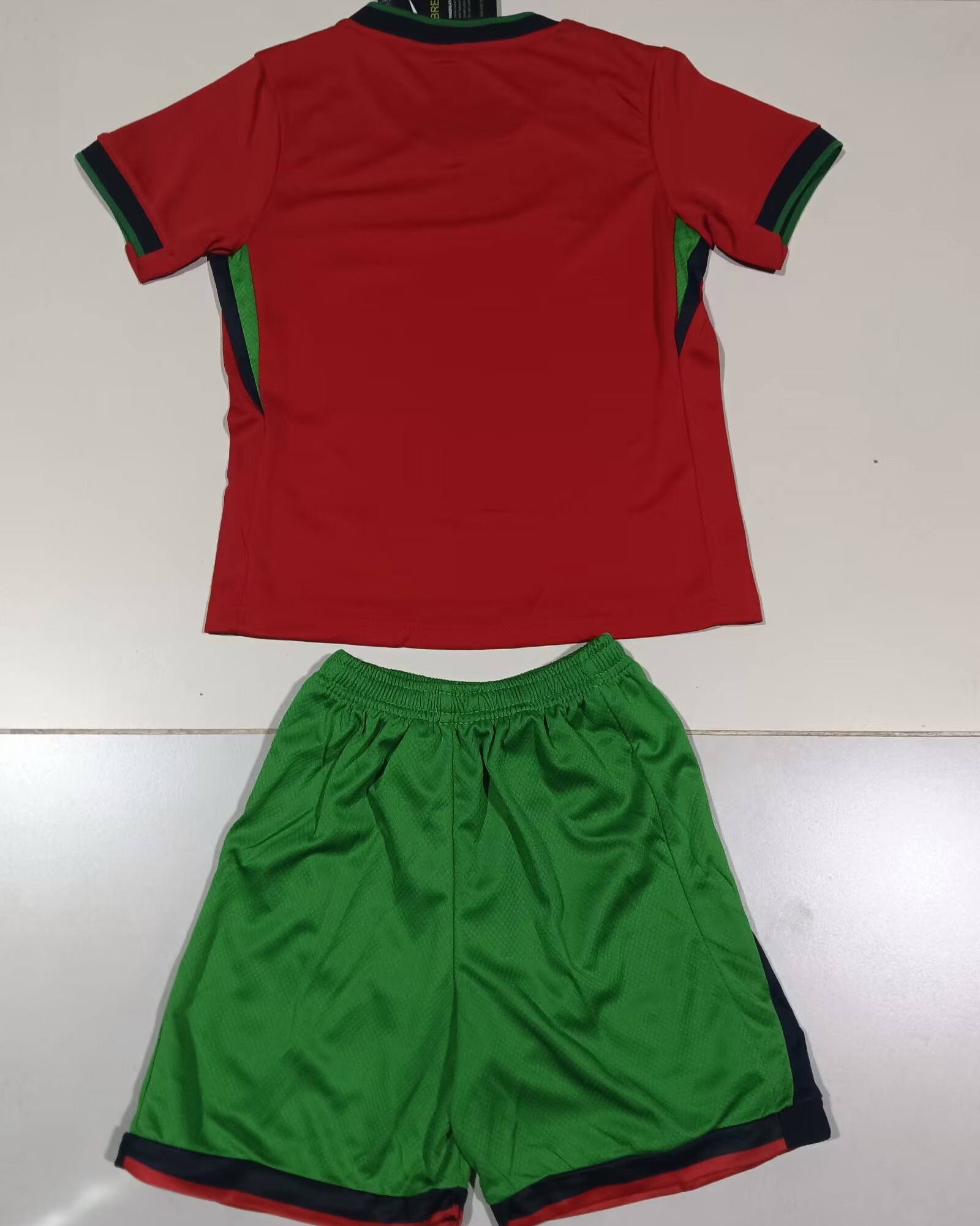 Kid Portugal 2024 European Cup Home Soccer Jersey Kit