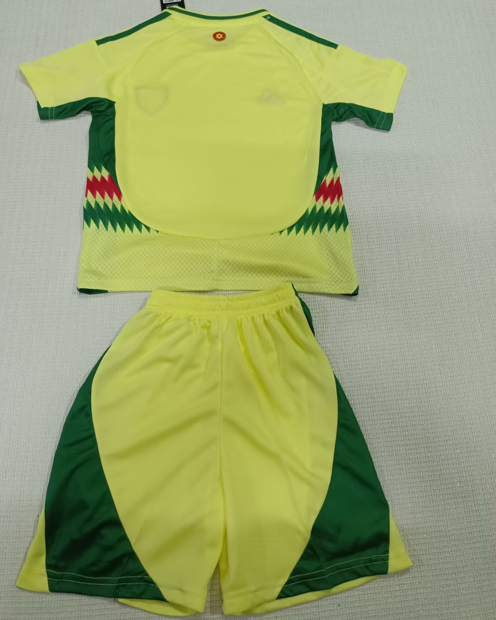 Kid Wales 2024 European Cup Away Light Yellow Soccer Jersey Kit